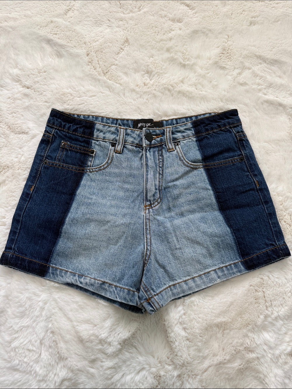 Nasty Gal Bold & Unique Two-Tone Blue Jean Denim Festival Shorts